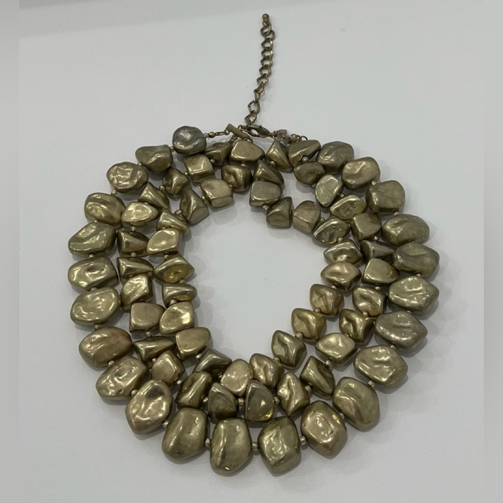 CHICO’S Goldtone Chunky Beaded Nugget Necklace, One Size